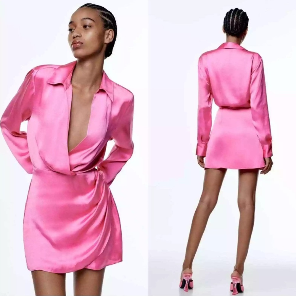 Satin Mini Long Sleeve Dress